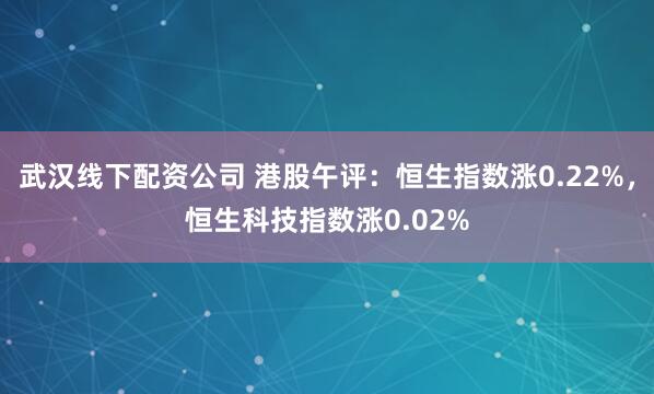 武汉线下配资公司 港股午评：恒生指数涨0.22%，恒生科技指数涨0.02%